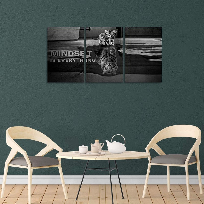 Yetaryy Inspirational Canvas Wall Art Large 3 Pieces Motivational Wall Art Picture Mindset is Everything Wooden Framed Artwork Entrepreneur Quotes Inspiration Wall Decor Painting Picture Wall Ar Hang, - Image 5